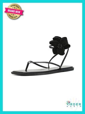 Leather Flat Sandals with Adjustable Buckle Ankle Strap
